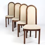 4 wooden and fabric chairs, 80s