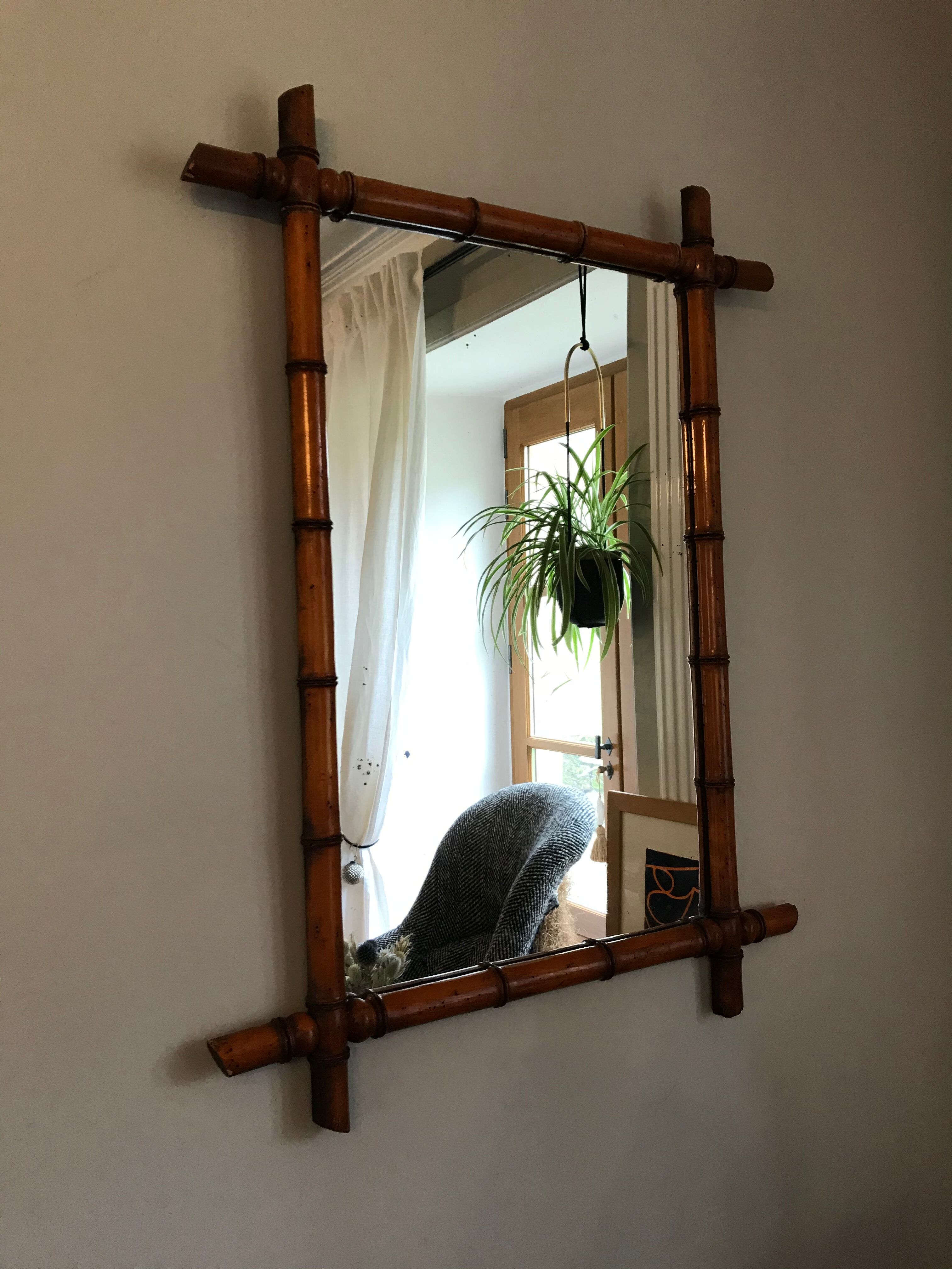 Vintage bamboo mirror 75 x 100 cm