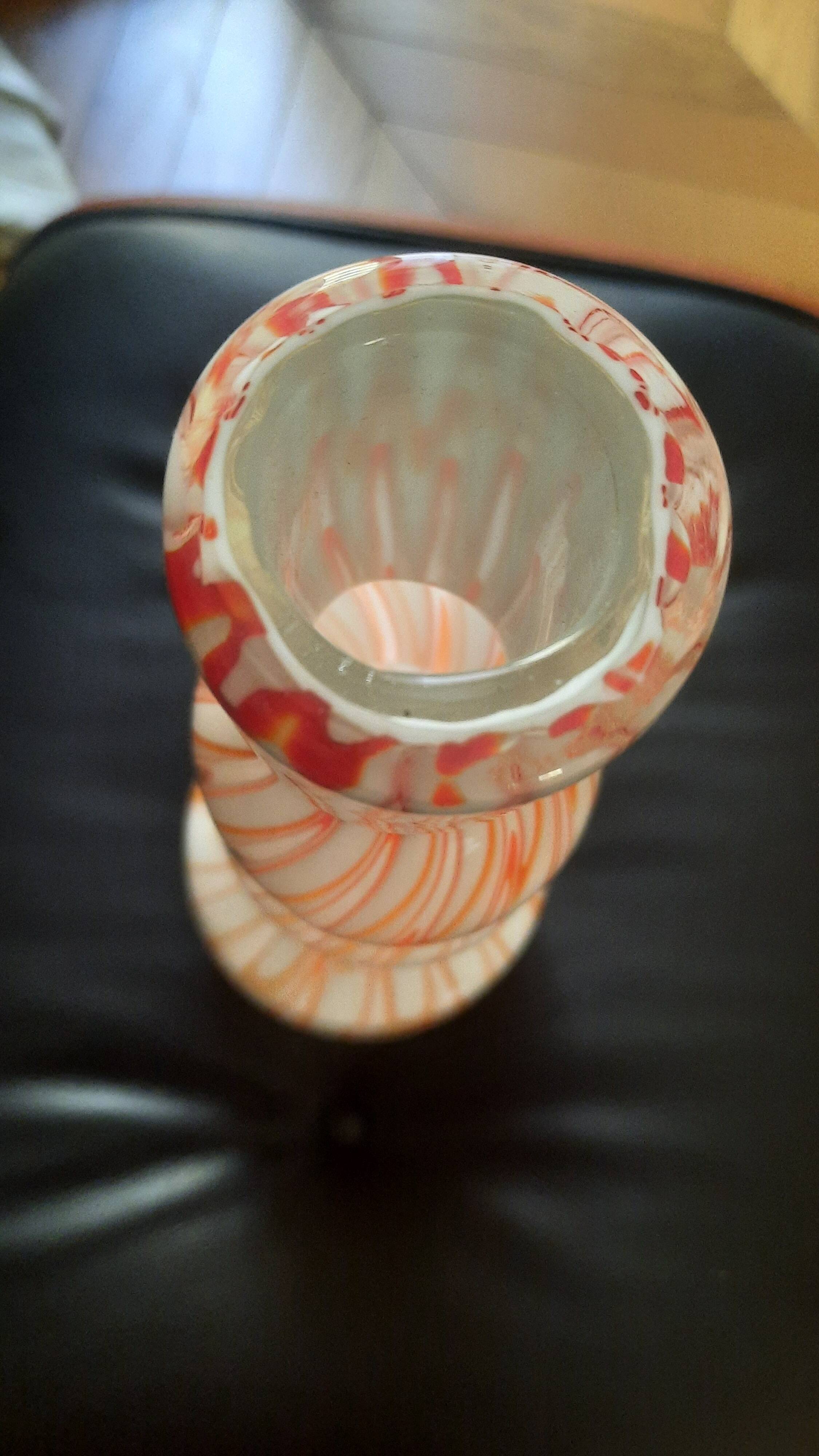 Large opaline glass vase, blown Italian, attributed to the production of Opal.