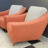 Set of pink and grey club chairs 1960s