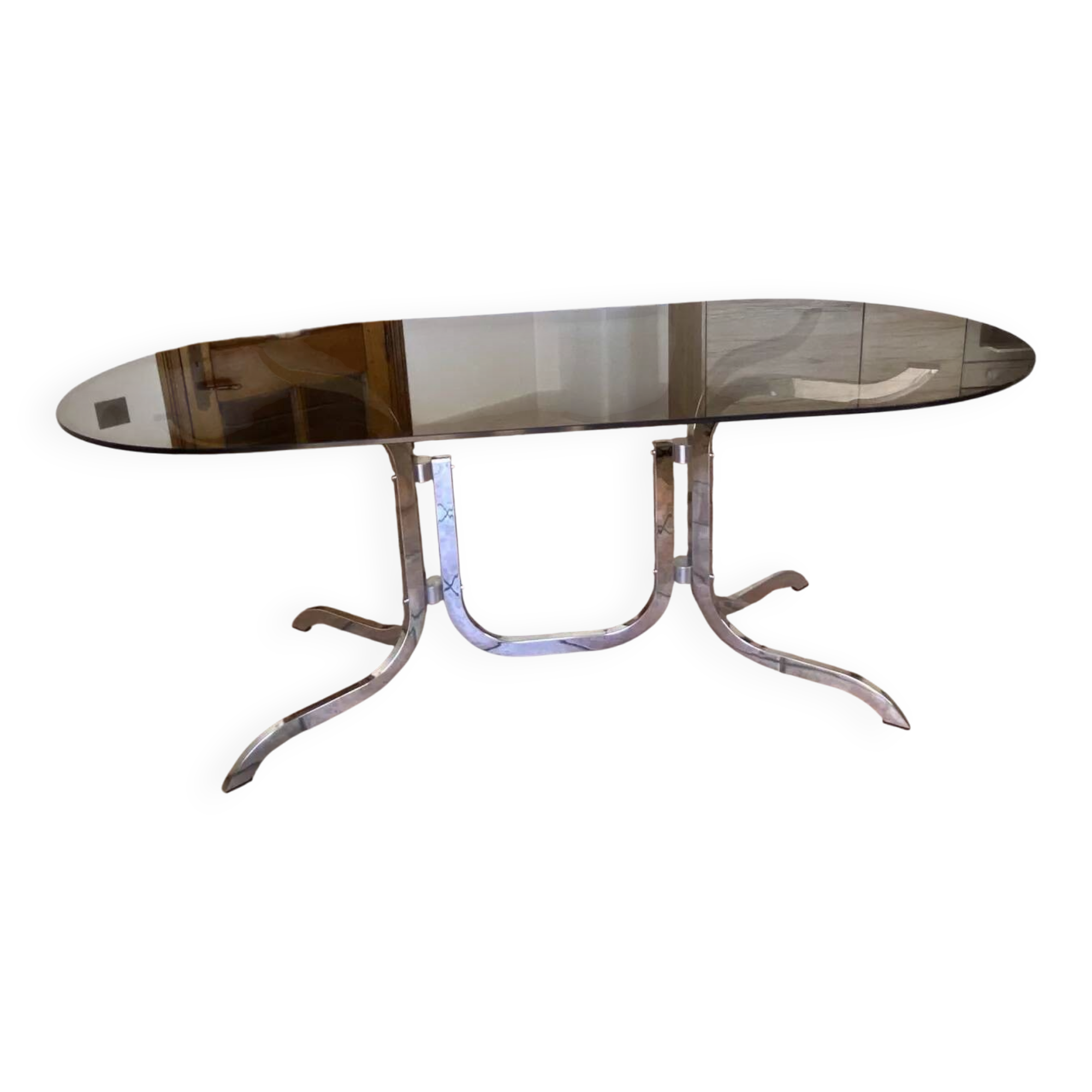 Roche Bobois table. 1970. Chrome-plated steel. 195x95.