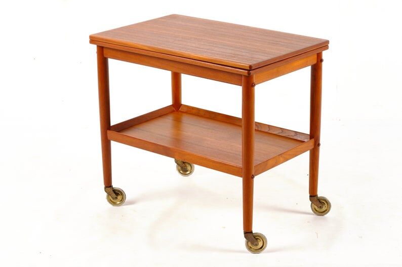 Tea cart with foldable table top Poul Jeppesen Denmark circa 1965