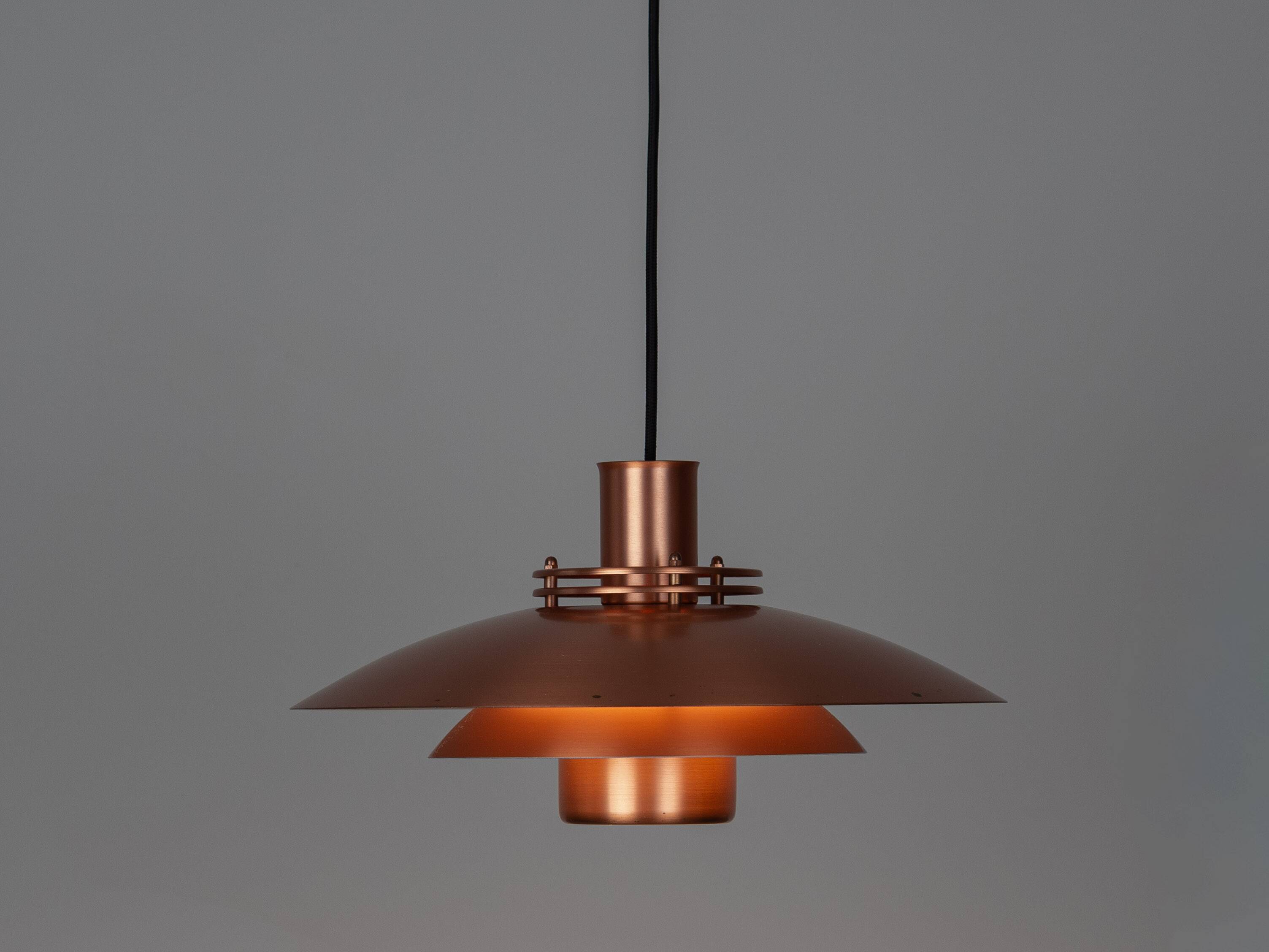 Vintage Copper Pendant Lamp by Form-Light, Danish Mid-Century Modern Lighti