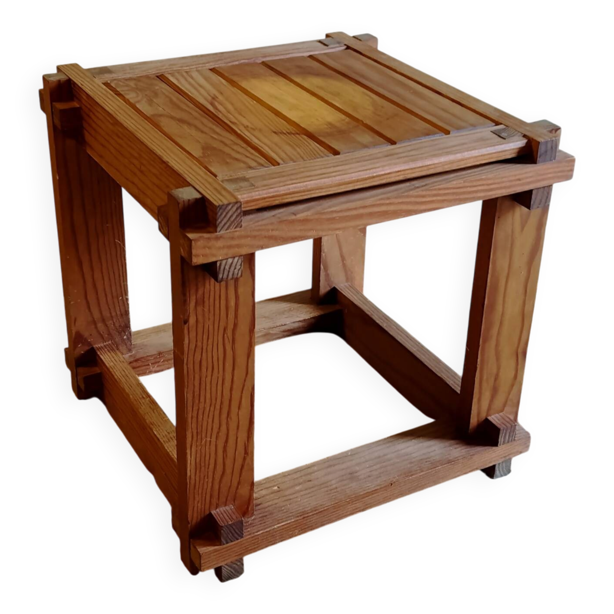 Solid wood coffee table in brutalist style - mid 20th century.