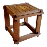 Solid wood coffee table in brutalist style - mid 20th century.