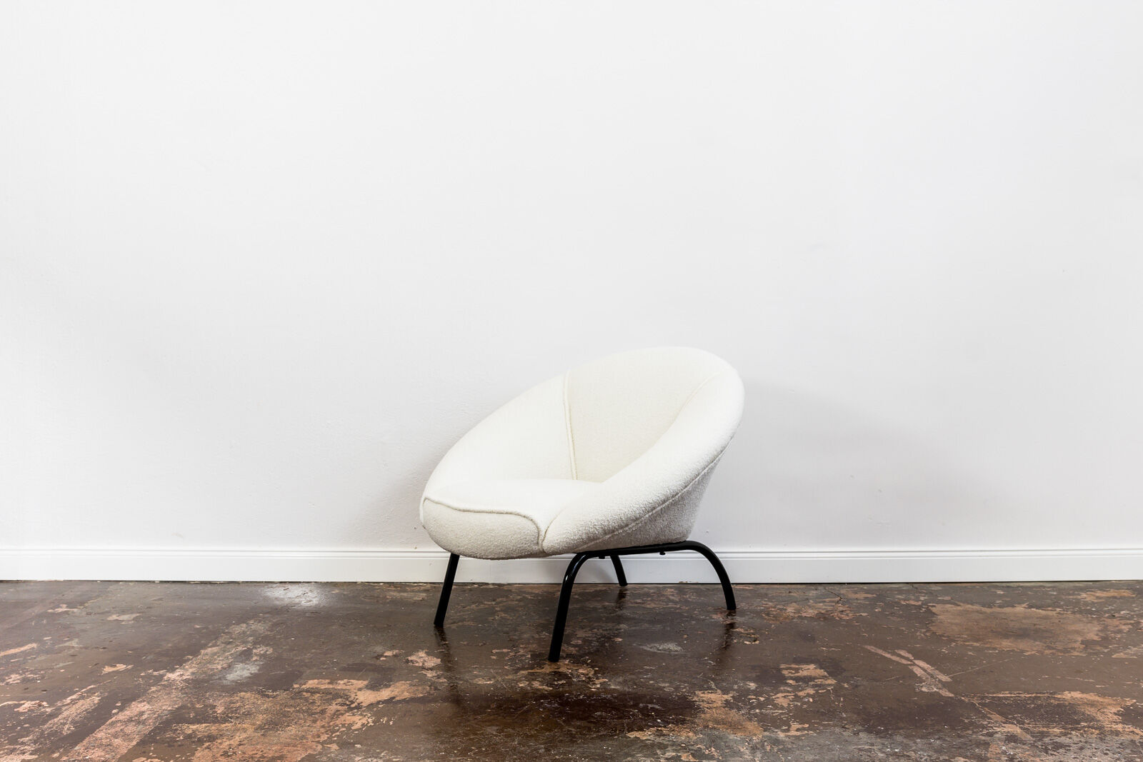 Mid century white boucle armchair 1950's