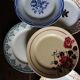 Set of 6 mismatched flat plates Terre de Fer Digoin Badonviller