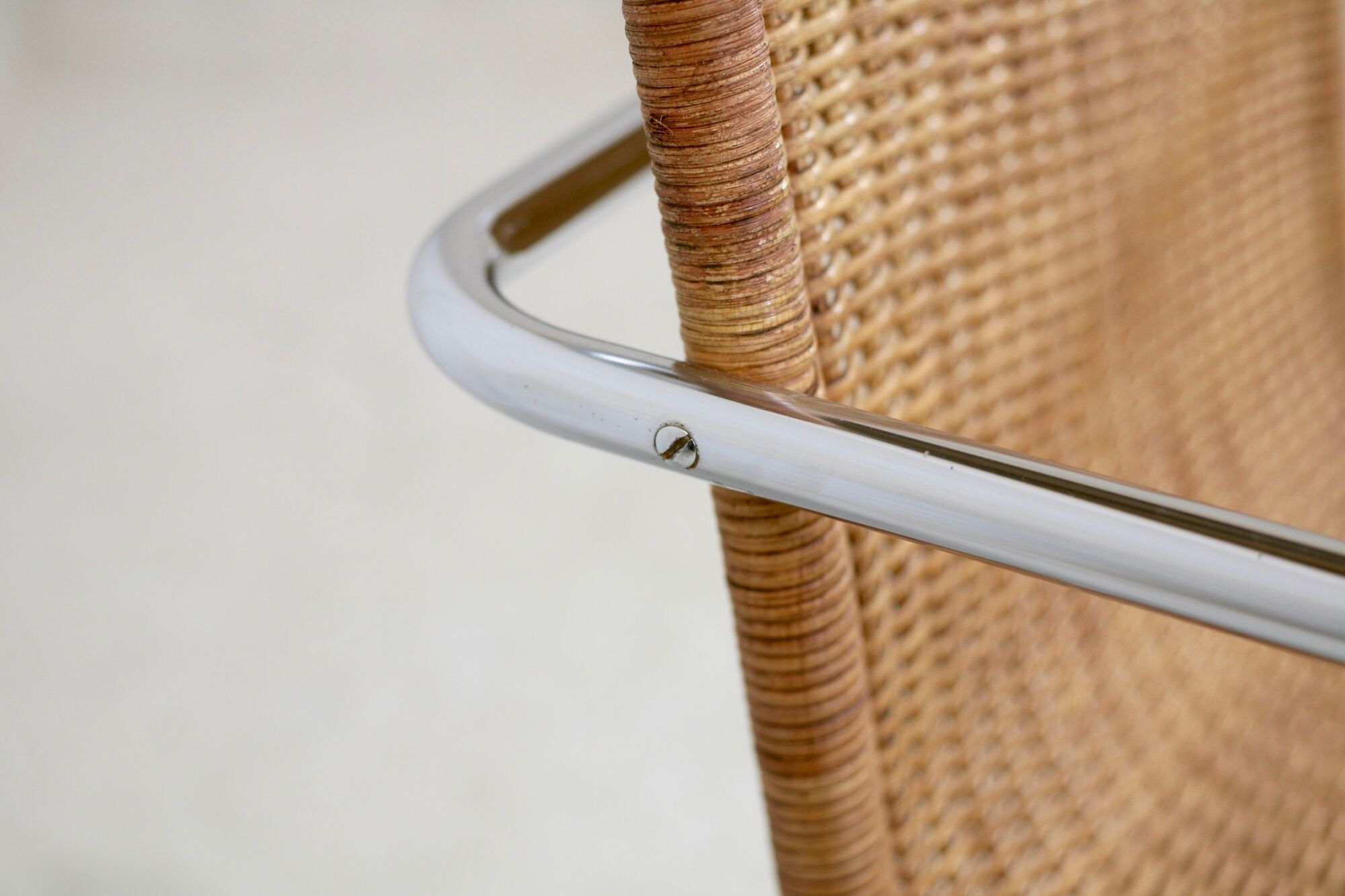 MR20 armchair, tubular chromed steel and rattan, Mies van der Rohe, circa 1960