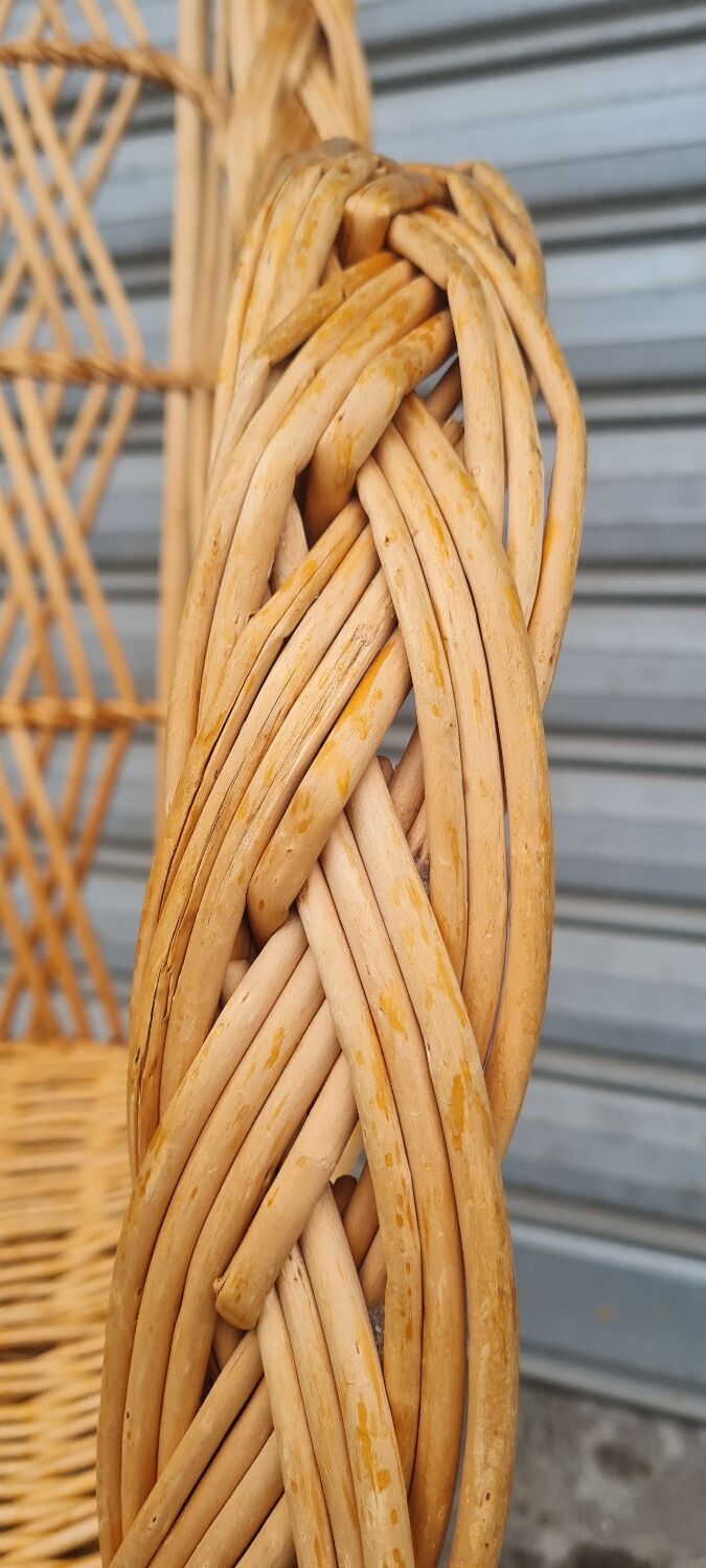 Rattan and wicker armchair 1960