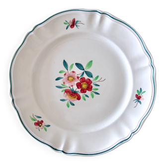 Grand plat rond ancien Sarreguemines Amazonas peint main