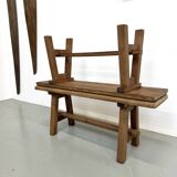 Pair of small solid oak benches - 1950s