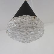 Conical suspension in metal and frosted glass design 60s - 70s
