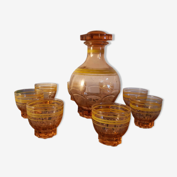 Service à liqueur années 50's carafe et 8 verres