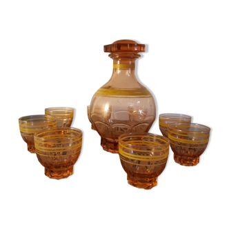 Service à liqueur années 50's carafe et 8 verres