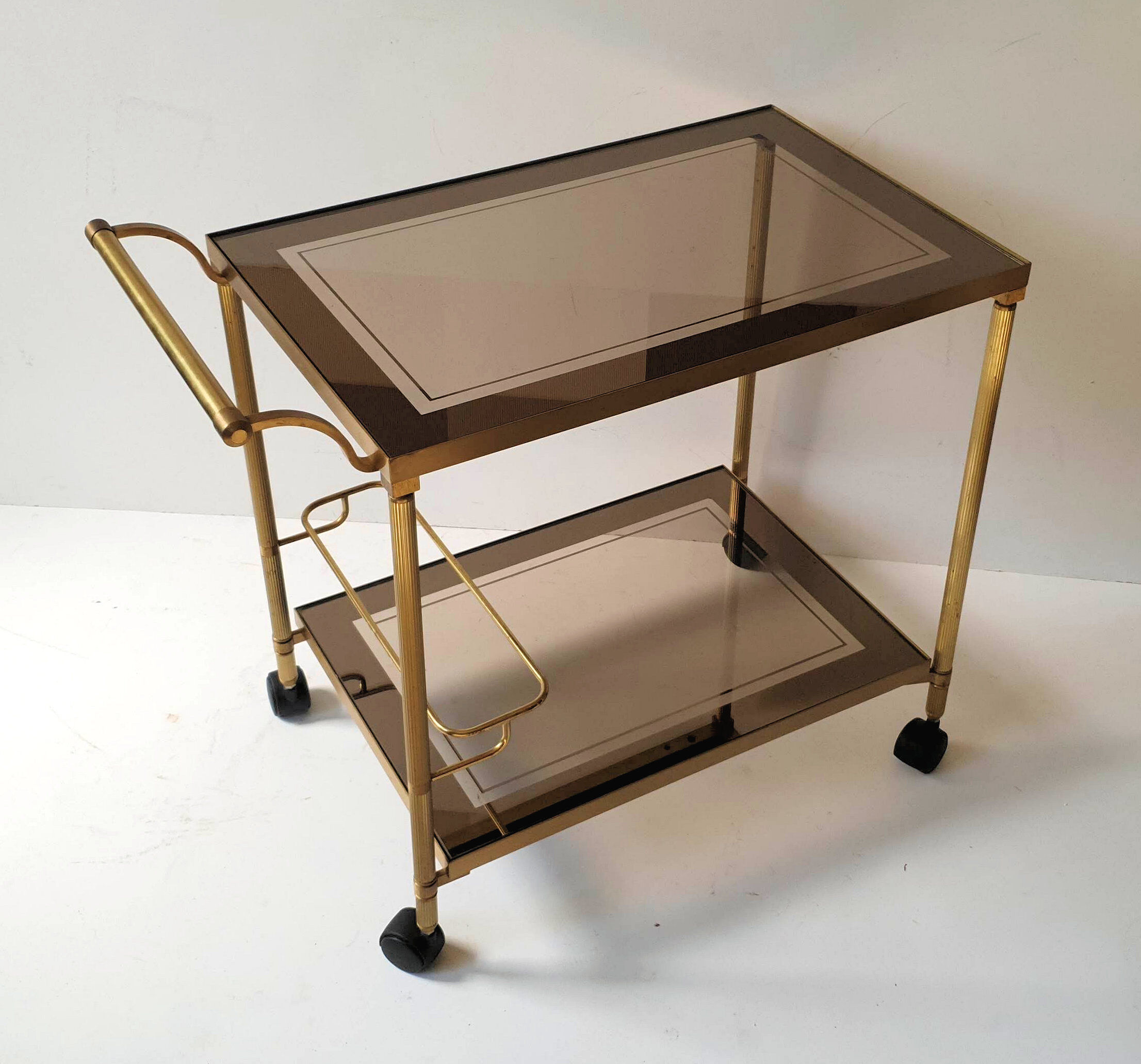 Belgo Chrom serving trolley in gold metal from the 60s/70s