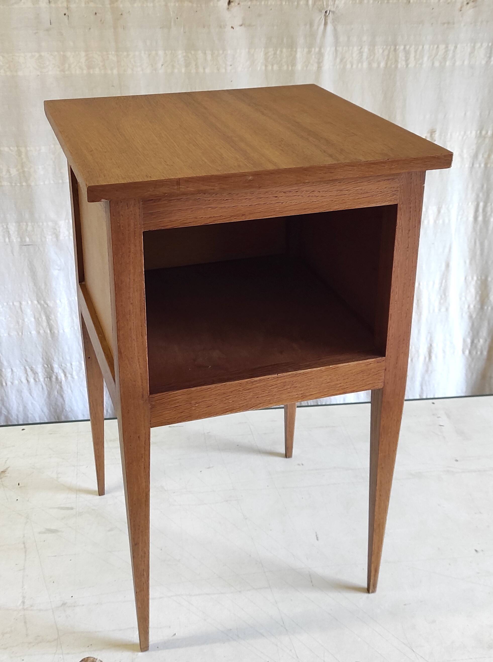 Solid wood bedside table - mid-20th century