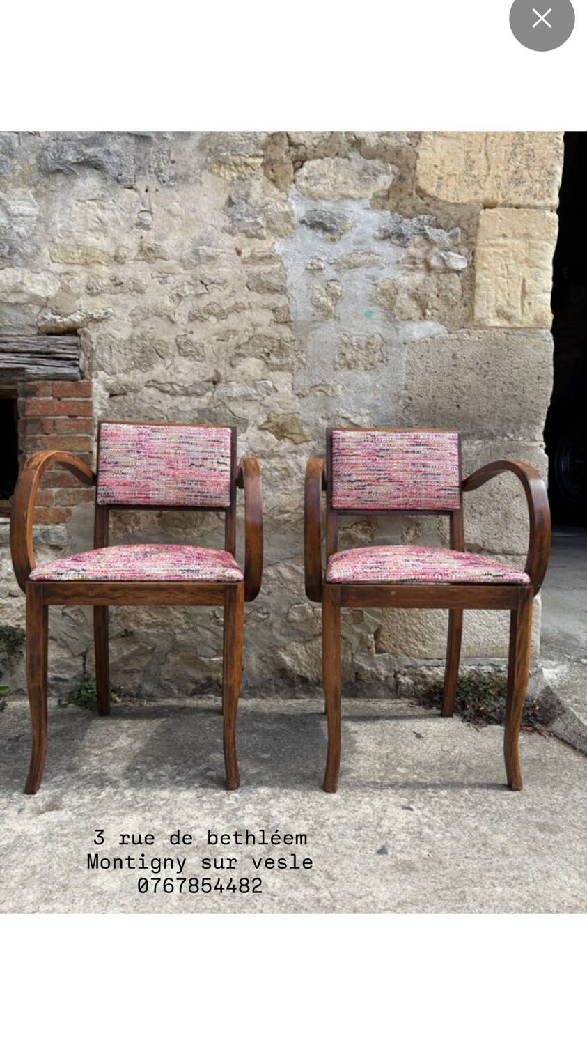 Pair of 1960s bridge chairs in Nobilis fabric