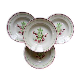 Set of 4 porcelain soup plates