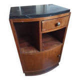 Vintage bedside table from the 30s/40s, walnut, marble