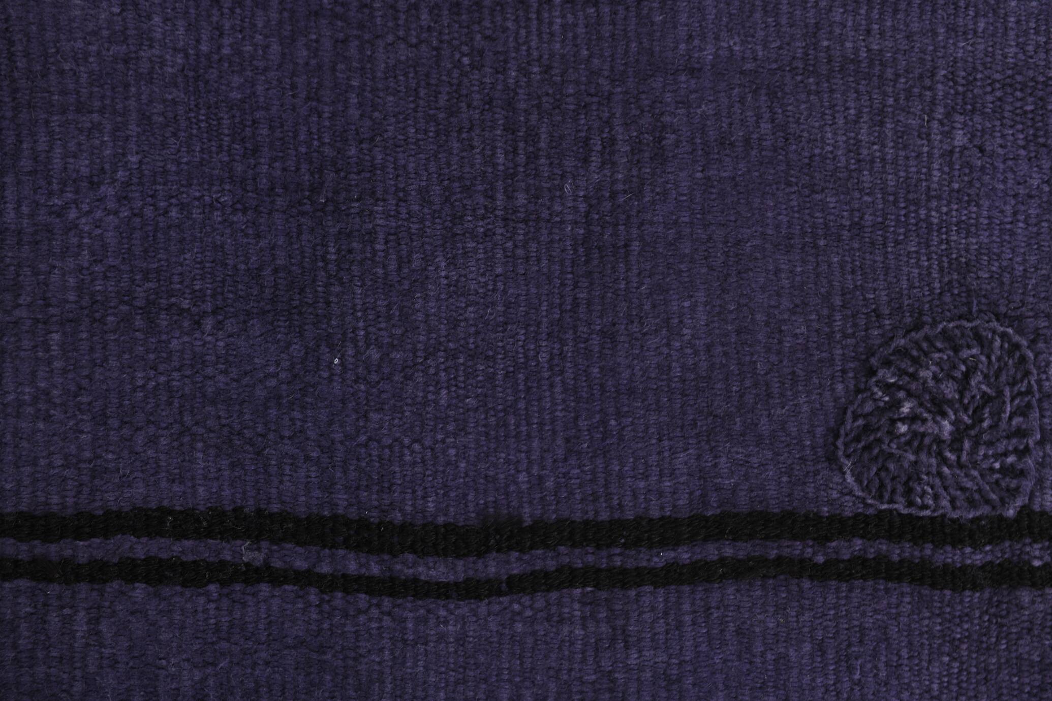 Purple Black Turkish Vintage Runner Rug, 74x346Cm