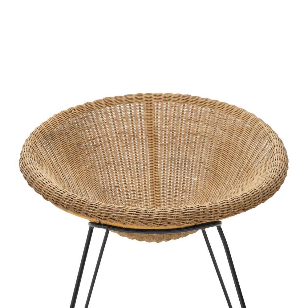 Woven rattan armchair, 1950s