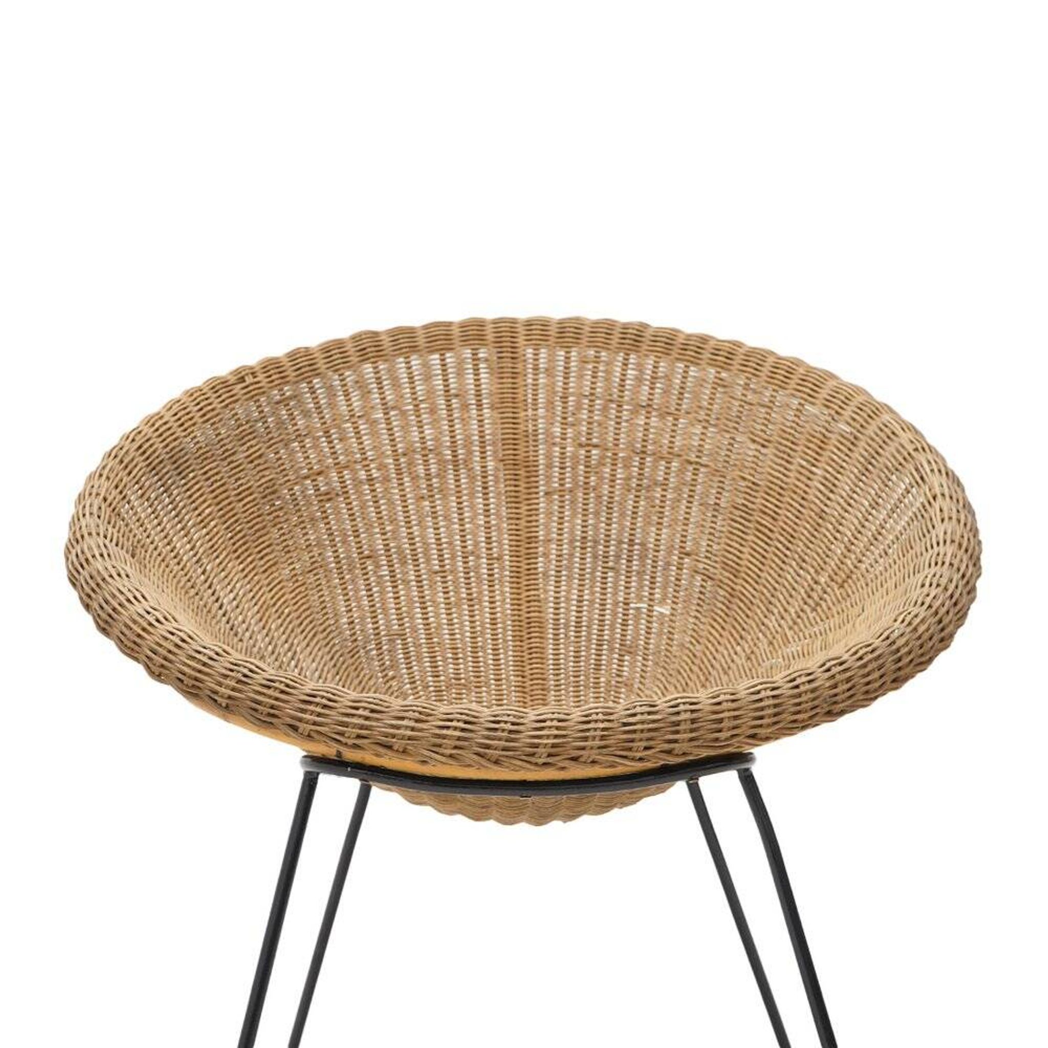 Fauteuil en rotin tressé, années 1950