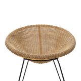 Woven rattan armchair, 1950s