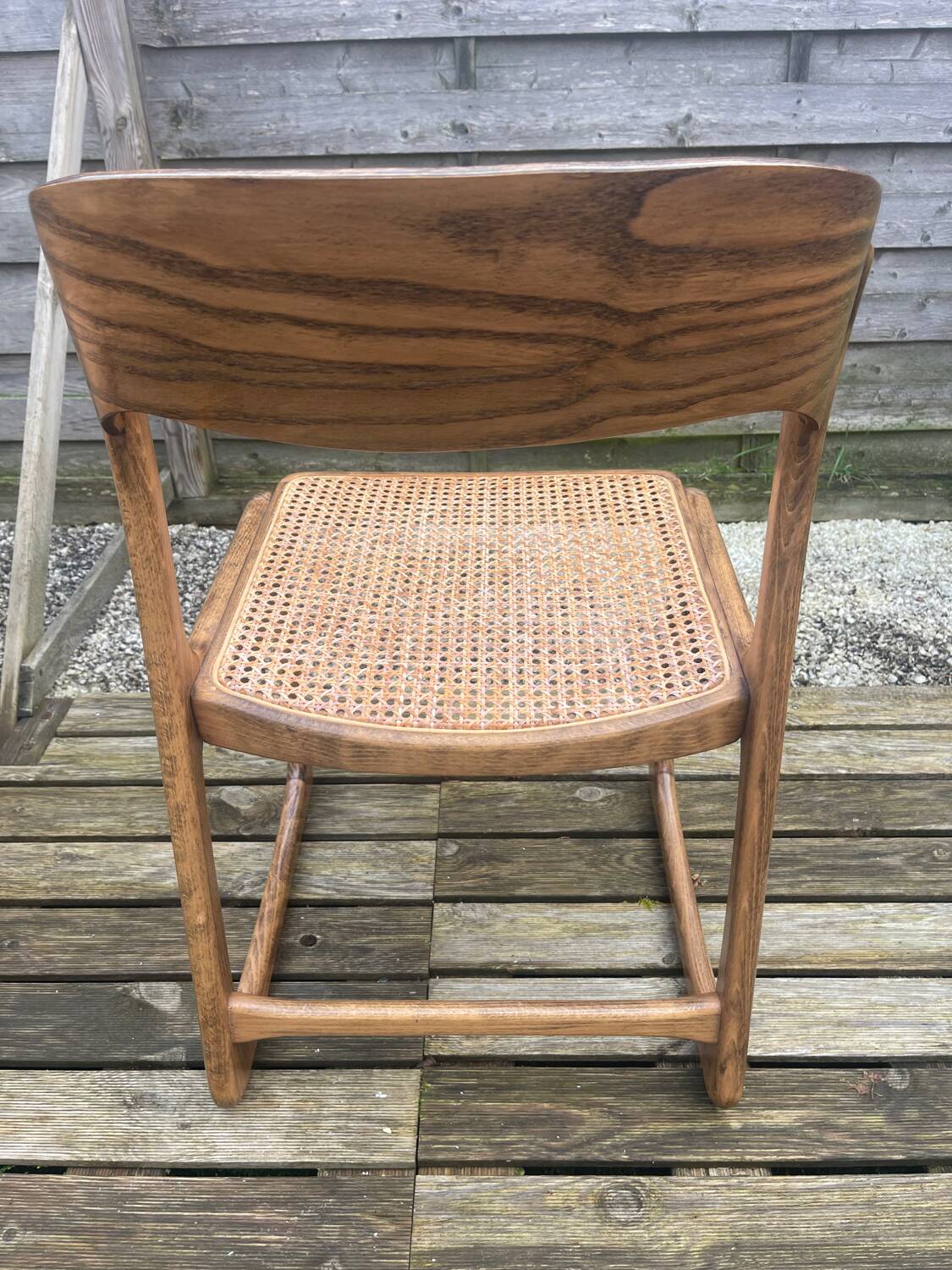 4 magnificent Baumann sled chairs, with caning.