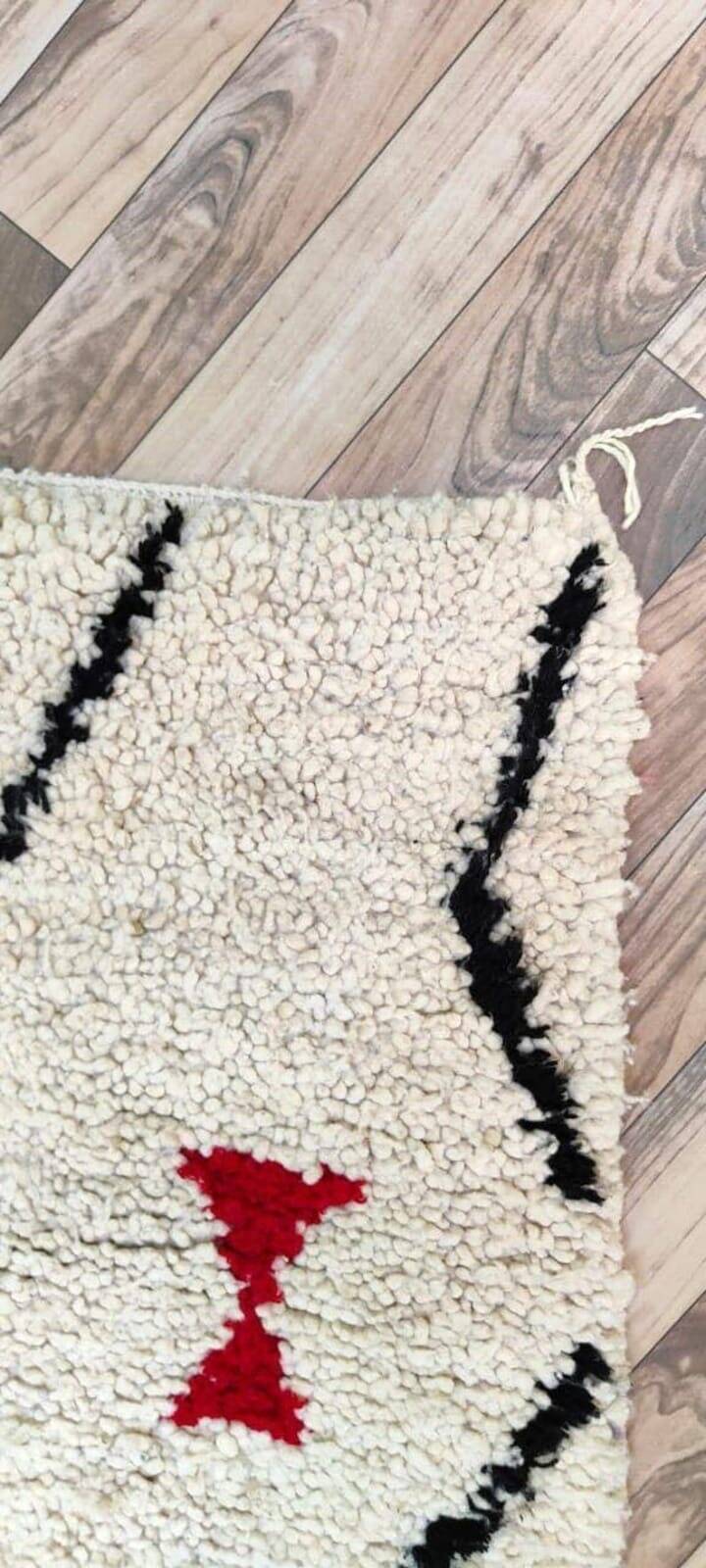 Traditional pure wool rug, natural, 100x200 cm
