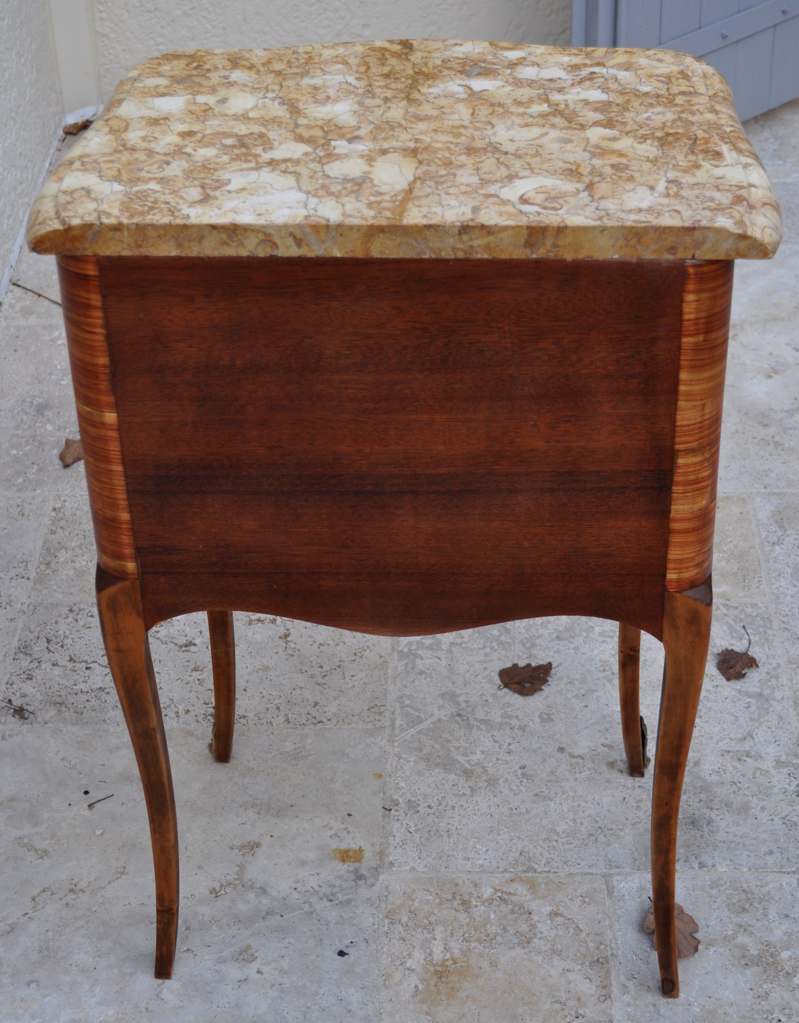 Bedside Louis XV marquetry marble