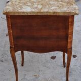 Bedside Louis XV marquetry marble