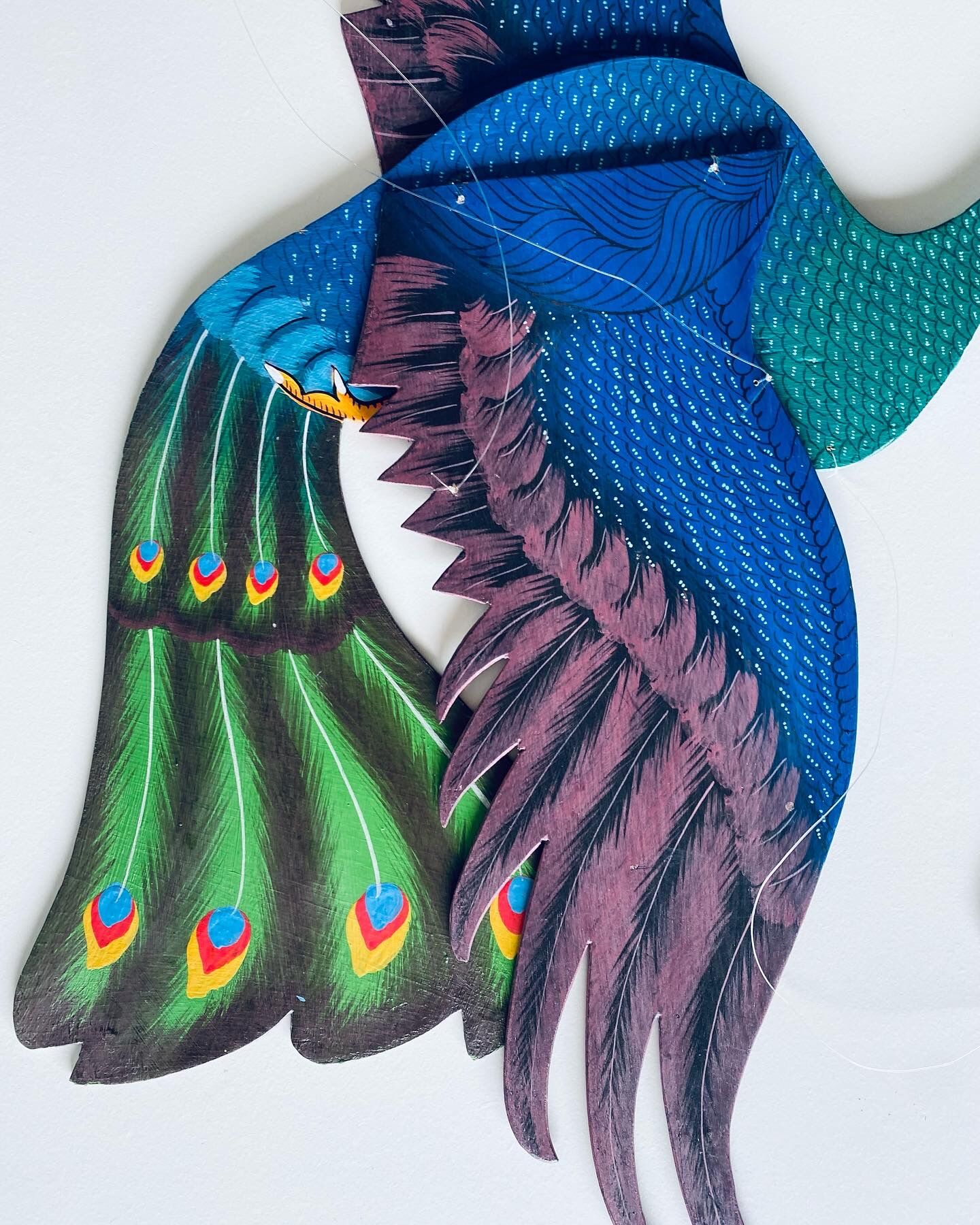 Wooden peacock to hang, mobile peacock