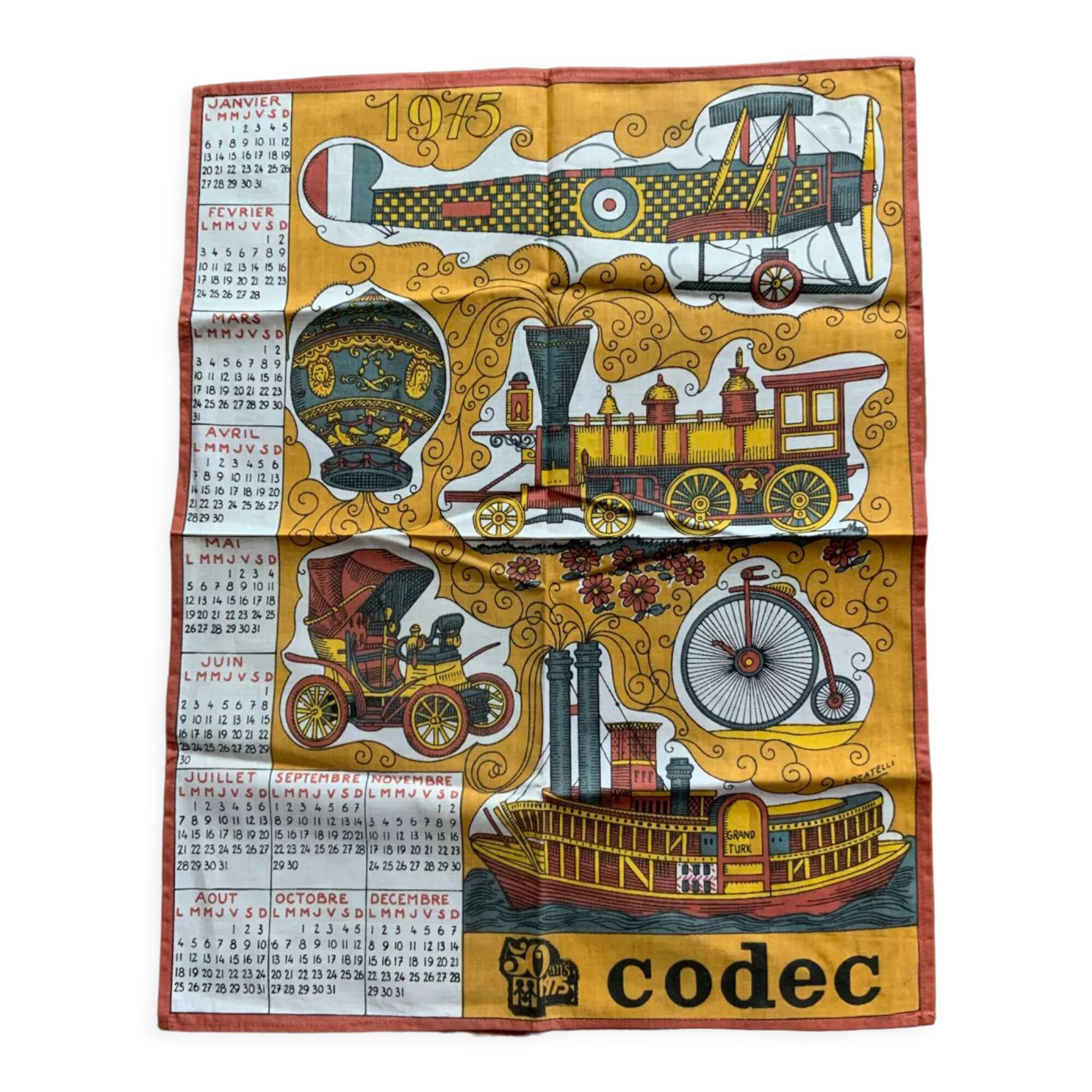 Torchon calendar 1975 grocery store Codec