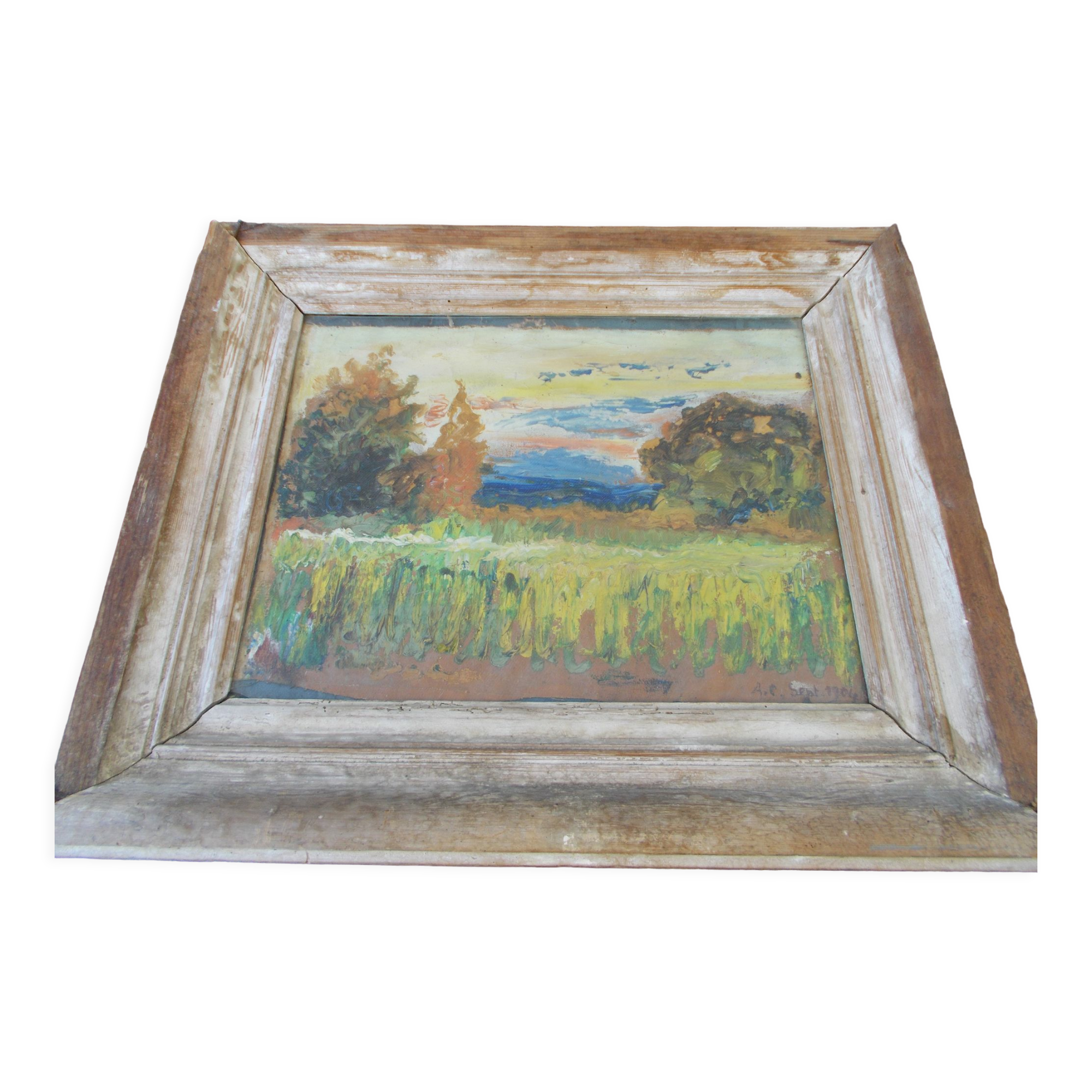 Tableau huile sur toile daté 1904