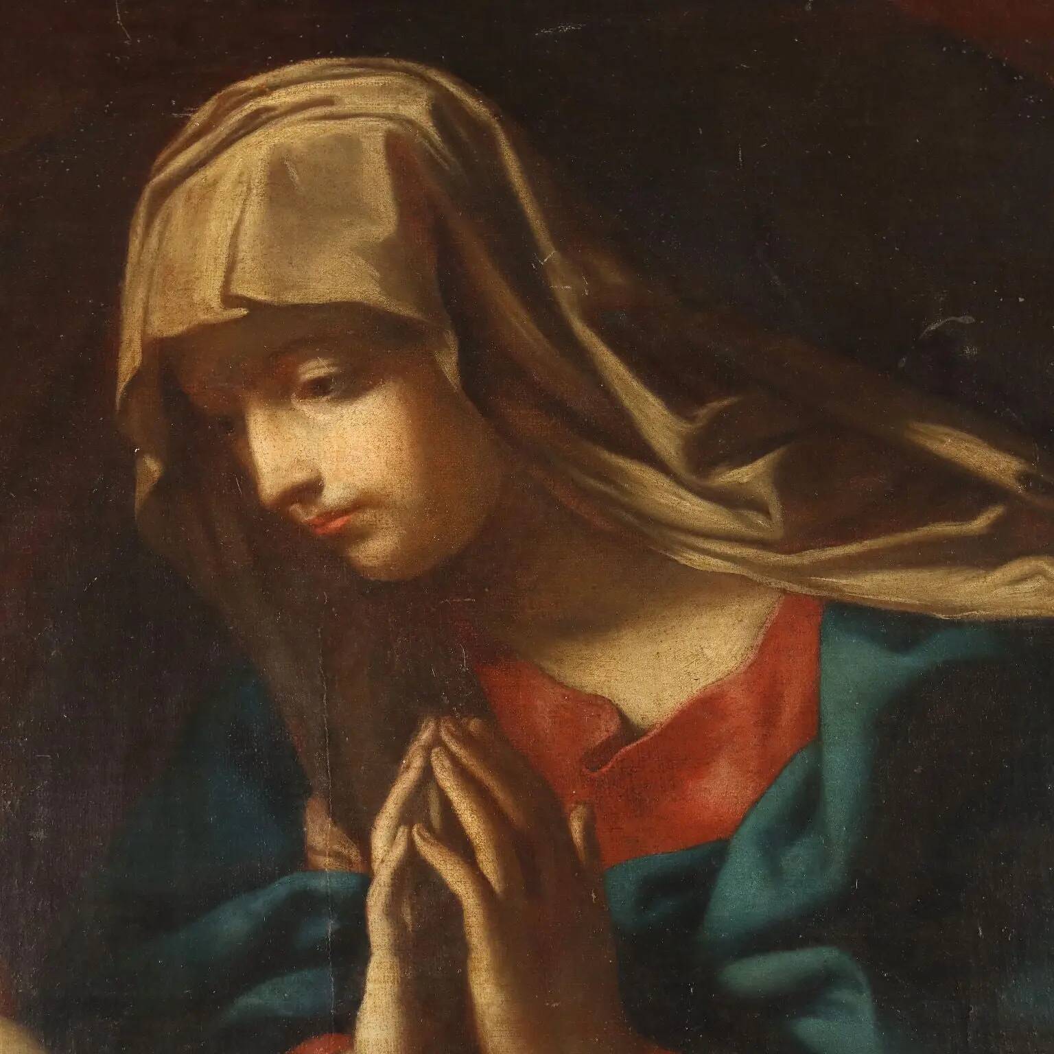 Ancient painting of the Virgin Mary, copy after Guido Reni, 18th century.