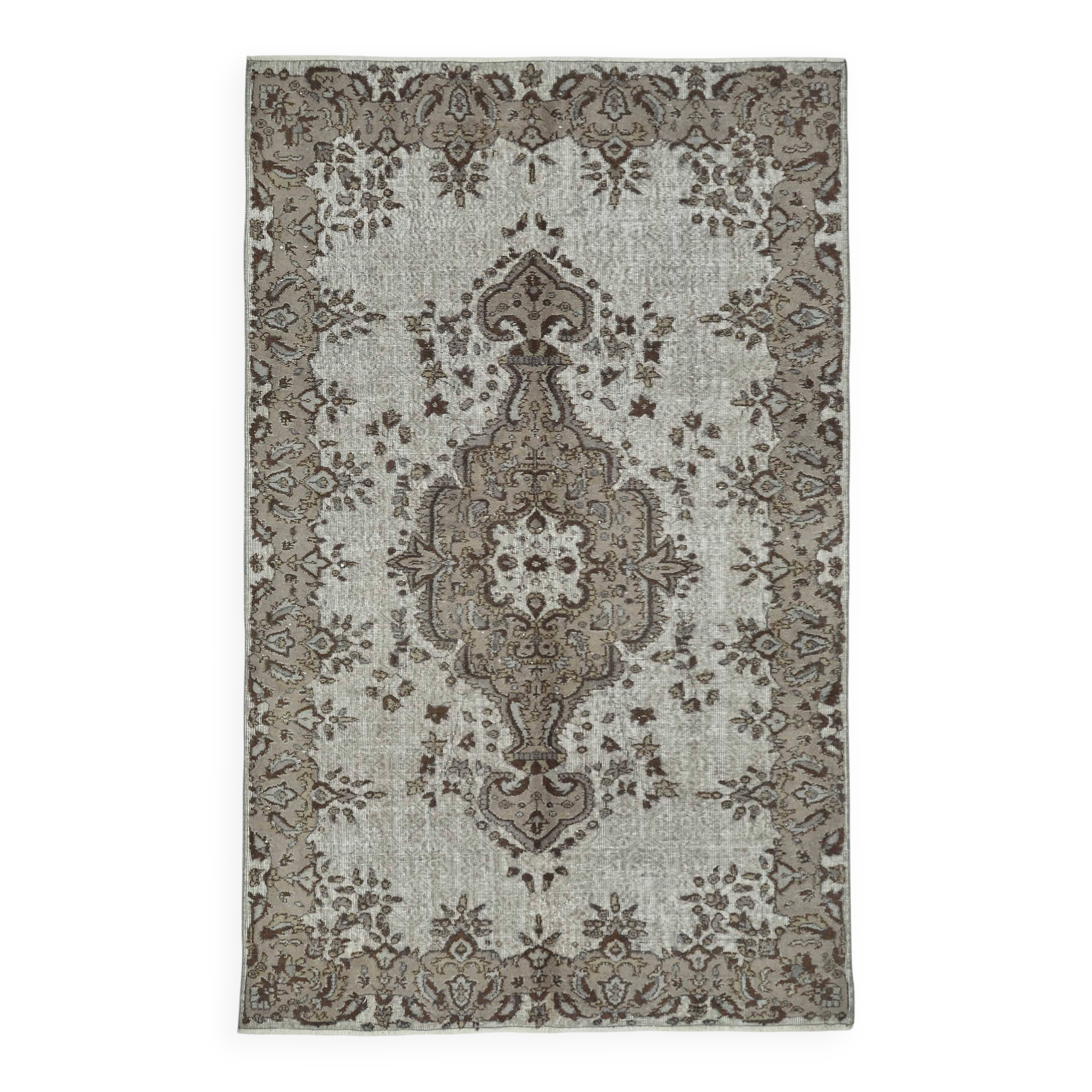 Overdyed Wool Vintage Handmade Carved Rug 165 cm x 263 cm