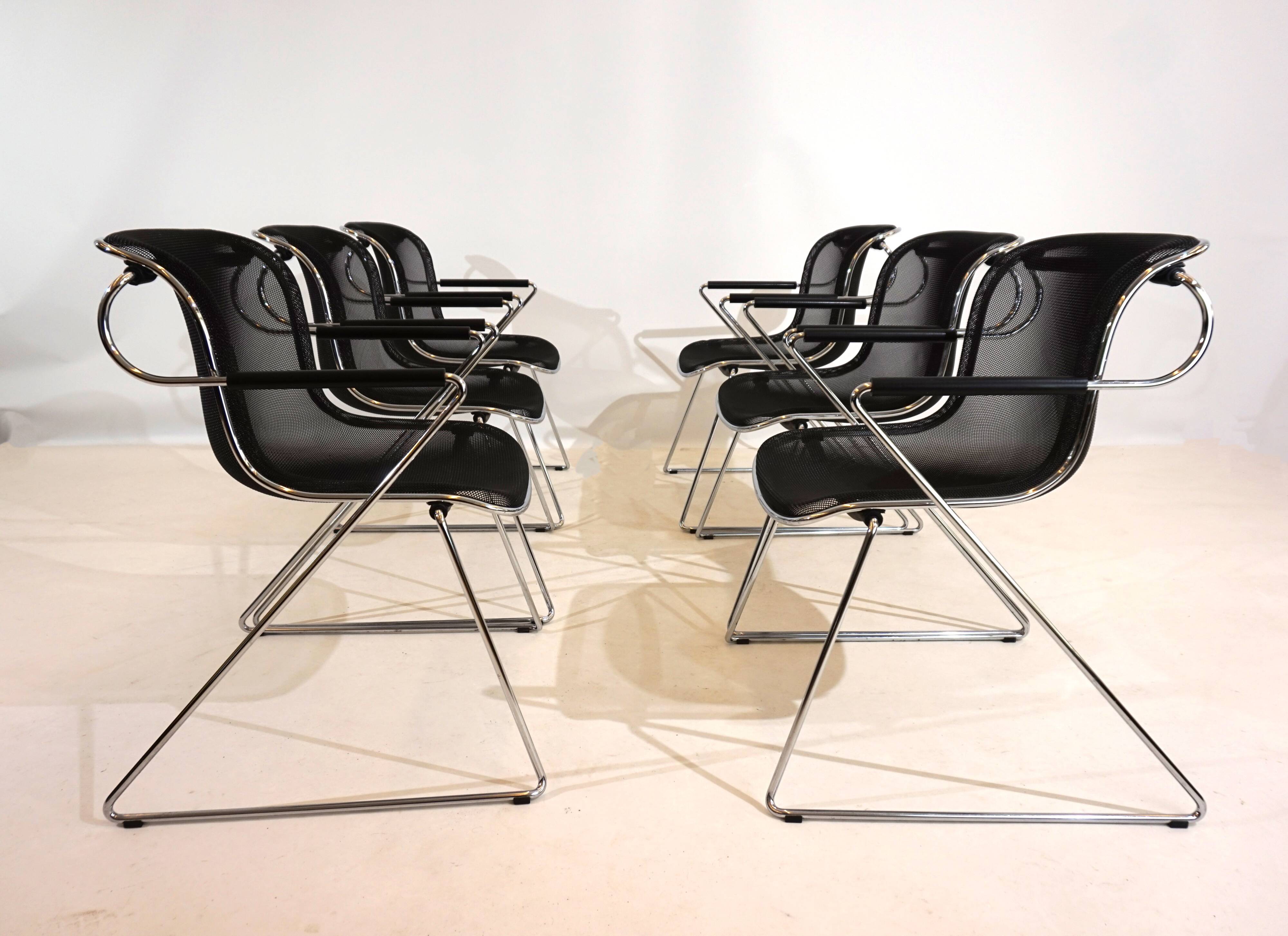Set of 6 Castelli Penelope dining/conference chairs by Charles Pollock