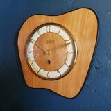 Clock formica vintage asymmetrical silent wall clock "Etling wood"