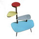 Table Desserte ètagère door vintage plant, 50s, blue gray Yellow Red