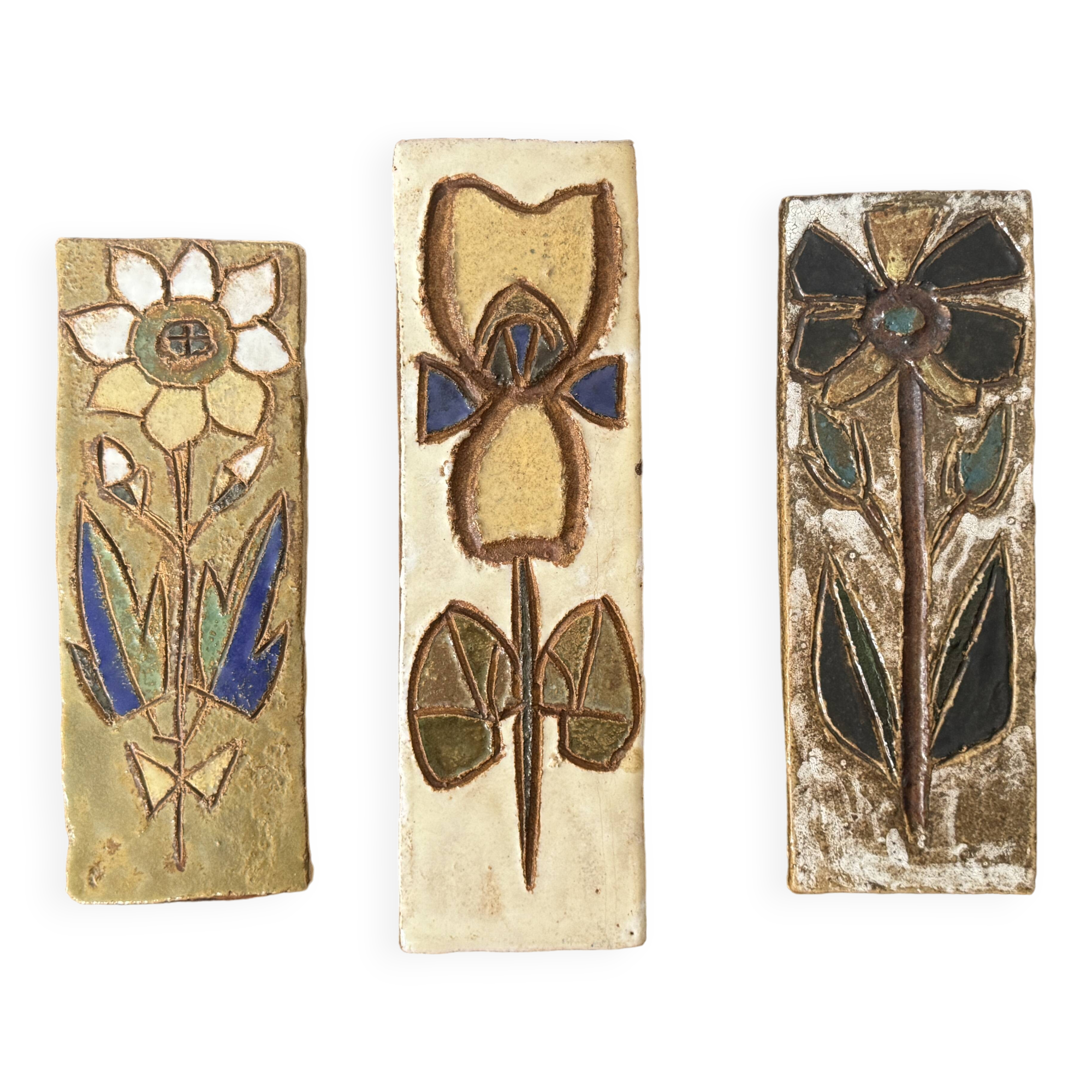 Ensemble de 3 plaques en céramique par les Argonautes, Vallauris, 1960