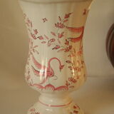 Vase Moustiers faience decoration hand birds signed