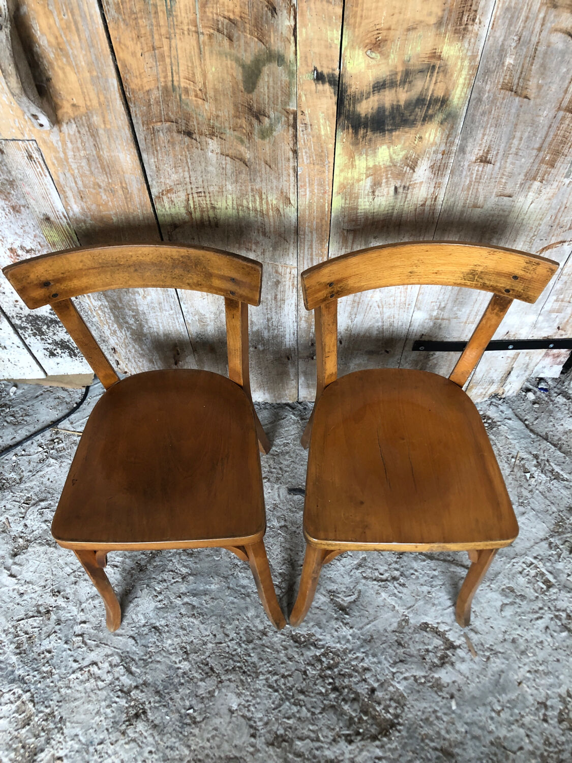 Pair of chair bistrot baumann wood 70s vintage