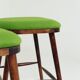 A pair of wood bar stools- Green premium wool - Rustic style/MCM
