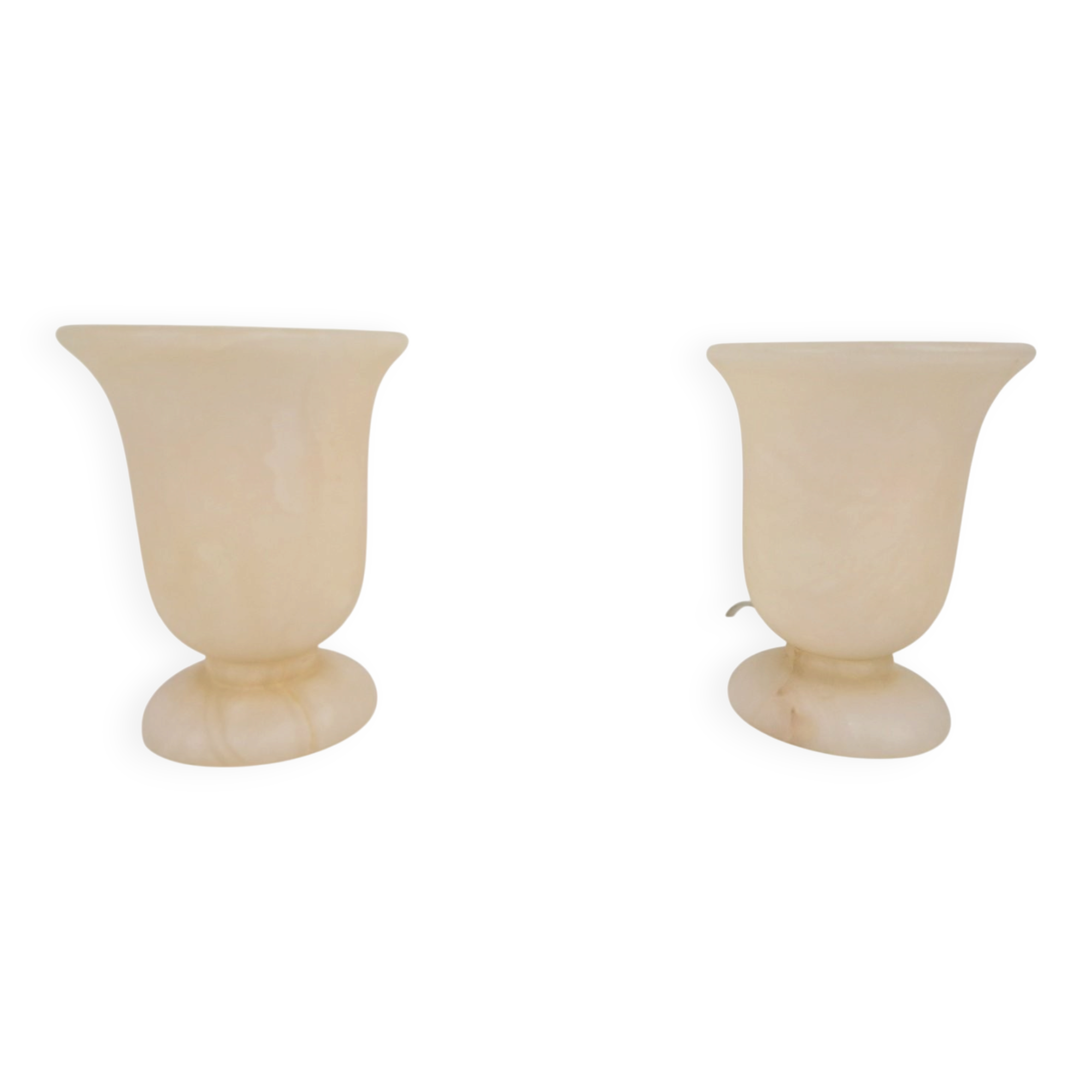 Neoclassical Goblet-Shaped Alabaster Table Lamps Spain, 1980s, Set of 2