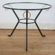 Coffee table black lacquered metal, glass and brass, France, circa 1950.