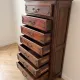 Louis XV style chest of drawers in dark wood with 7 drawers
