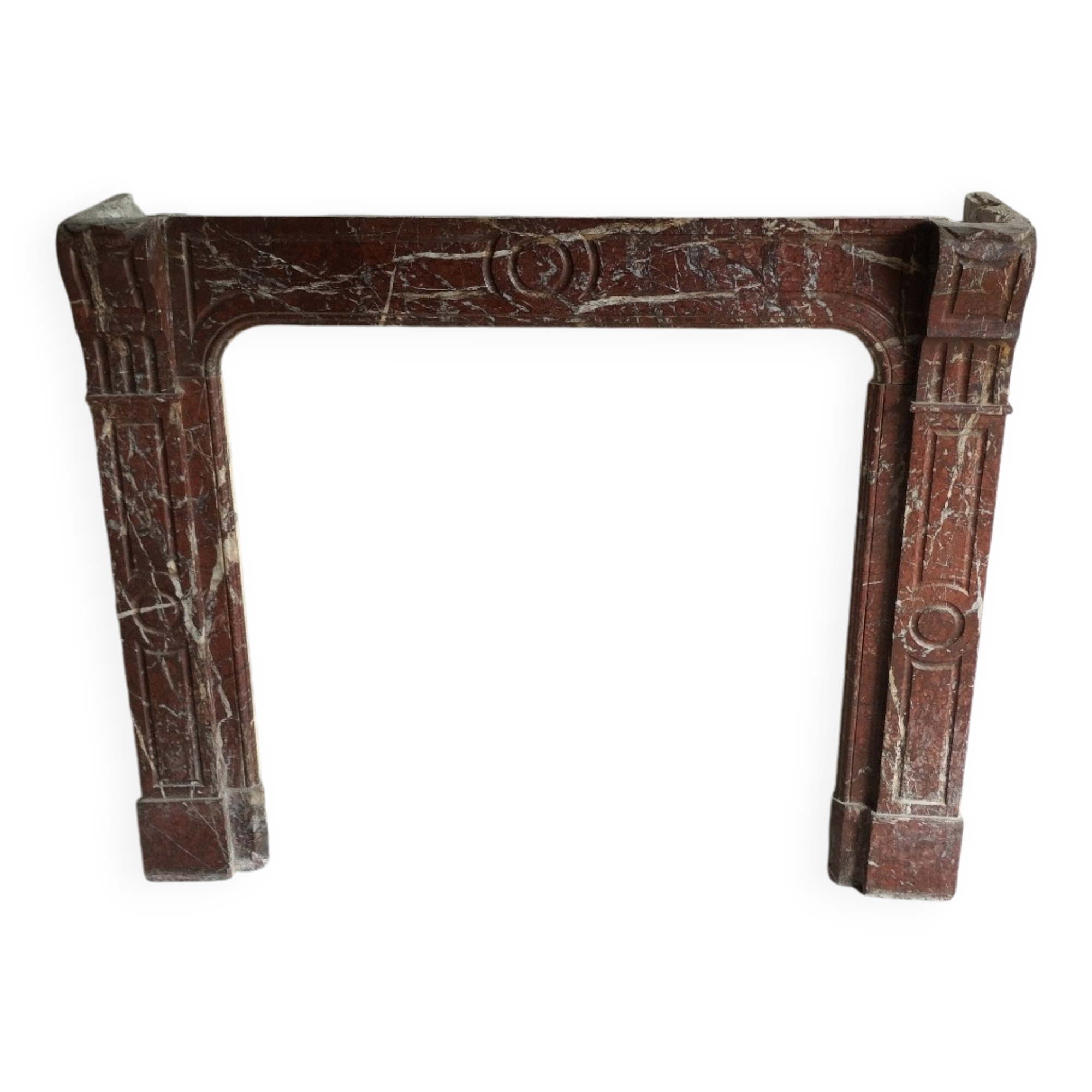 Old Louis XV red marble fireplace