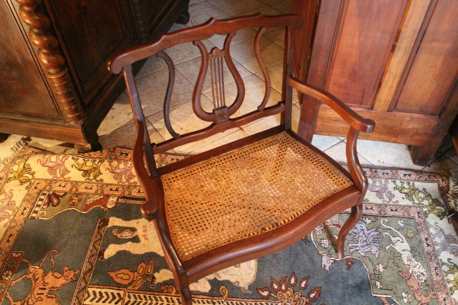 Louis 15 style canne seating child bench