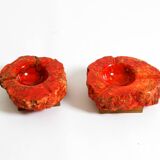 Two mid-century standing ashtrays consisting of red Alabaster cup