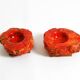 Two mid-century standing ashtrays consisting of red Alabaster cup
